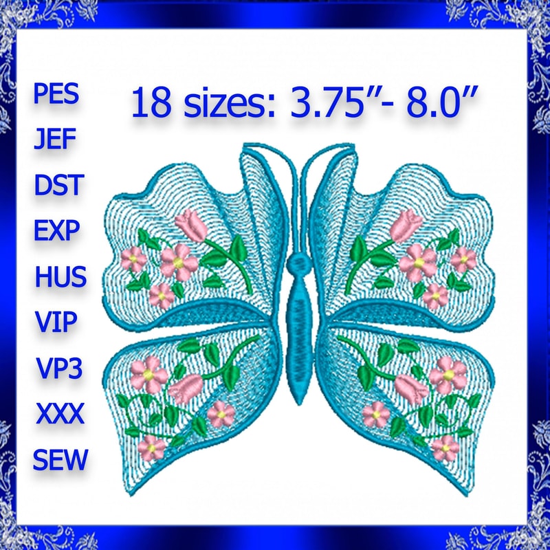 Rippled Butterfly Machine Embroidery Design 589 1