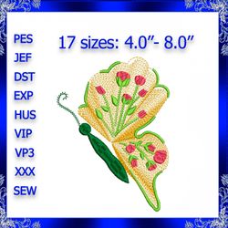 rippled butterfly machine embroidery design 591