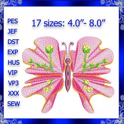 butterfly machine embroidery design floral wings instant download decorative embroidery pattern floral embroidery floral