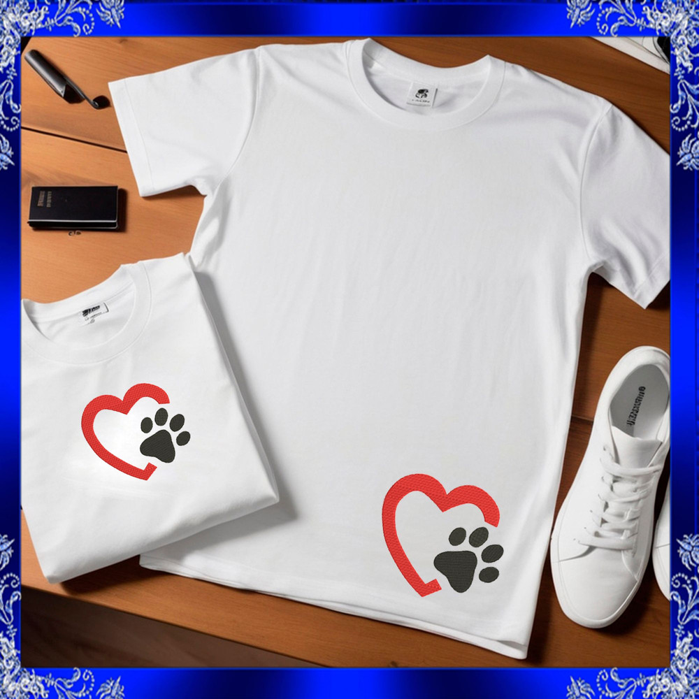 Heart Paw Machine Embroidery Design Love Paw Embroidery Paw With Heart Paw Print Heart Dog Heart Ca 4