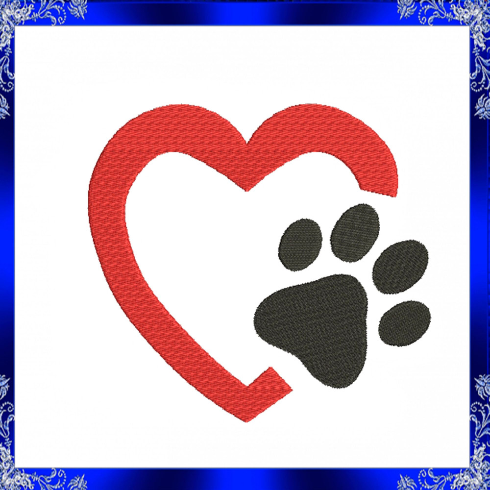 Heart Paw Machine Embroidery Design Love Paw Embroidery Paw With Heart Paw Print Heart Dog Heart Ca 6