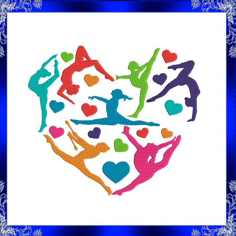 Gymnastics Heart Machine Embroidery Design Gymnast Embroidery Design Gymnast Love Embroidery Gymnas 1