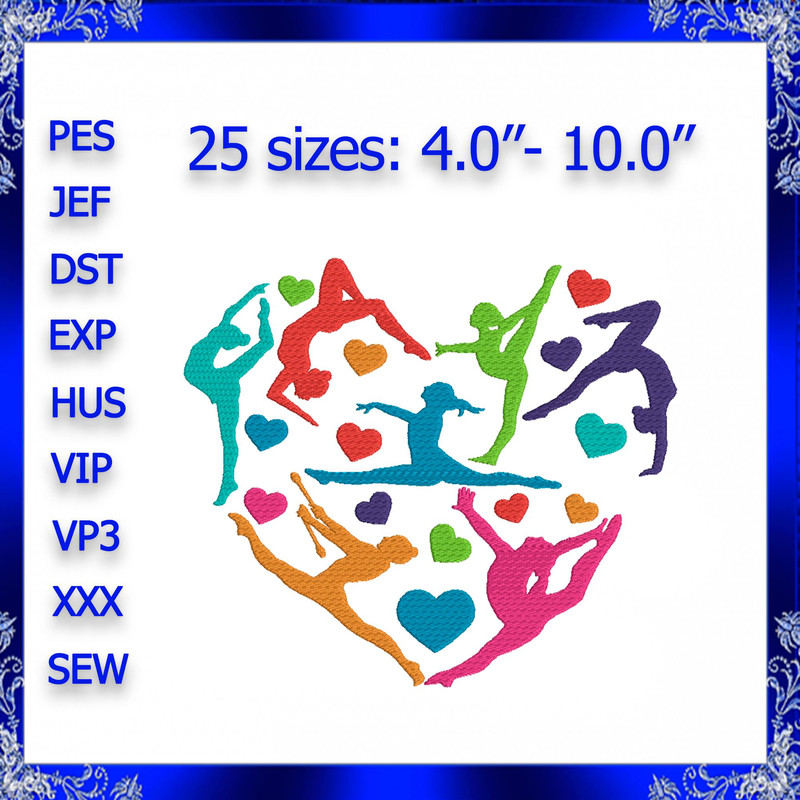 Gymnastics Heart Machine Embroidery Design Gymnast Embroidery Design Gymnast Love Embroidery Gymnas 0