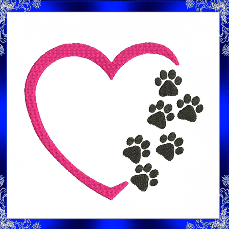 Heart Paw Machine Embroidery Design Love Paw Embroidery Paw With Heart Paw Print Heart Dog Heart Ca 1