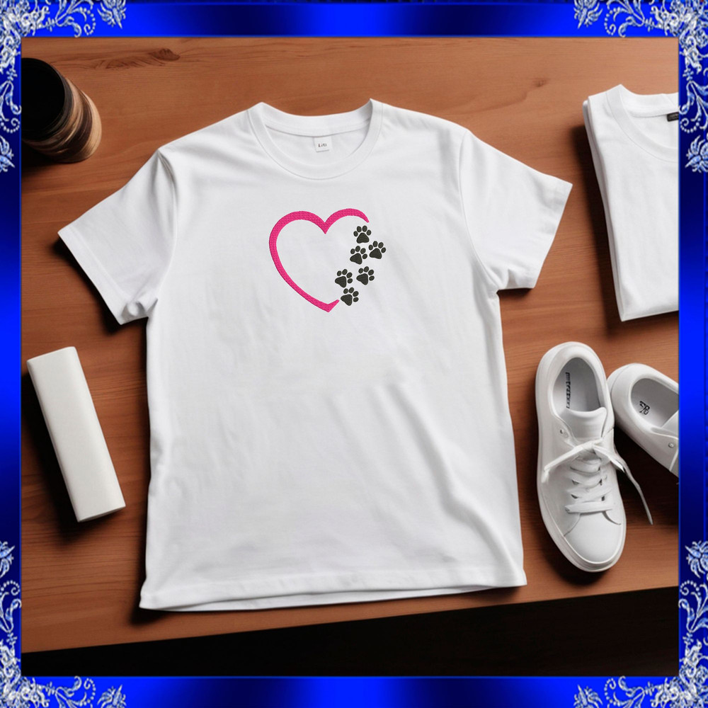 Heart Paw Machine Embroidery Design Love Paw Embroidery Paw With Heart Paw Print Heart Dog Heart Ca 3