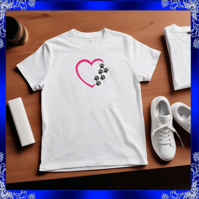 Heart Paw Machine Embroidery Design Love Paw Embroidery Paw With Heart Paw Print Heart Dog Heart Ca 3