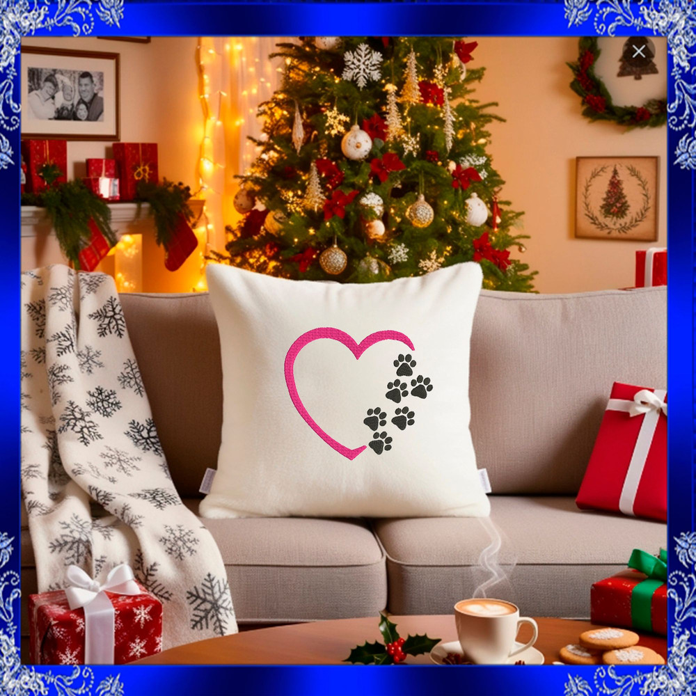 Heart Paw Machine Embroidery Design Love Paw Embroidery Paw With Heart Paw Print Heart Dog Heart Ca 4