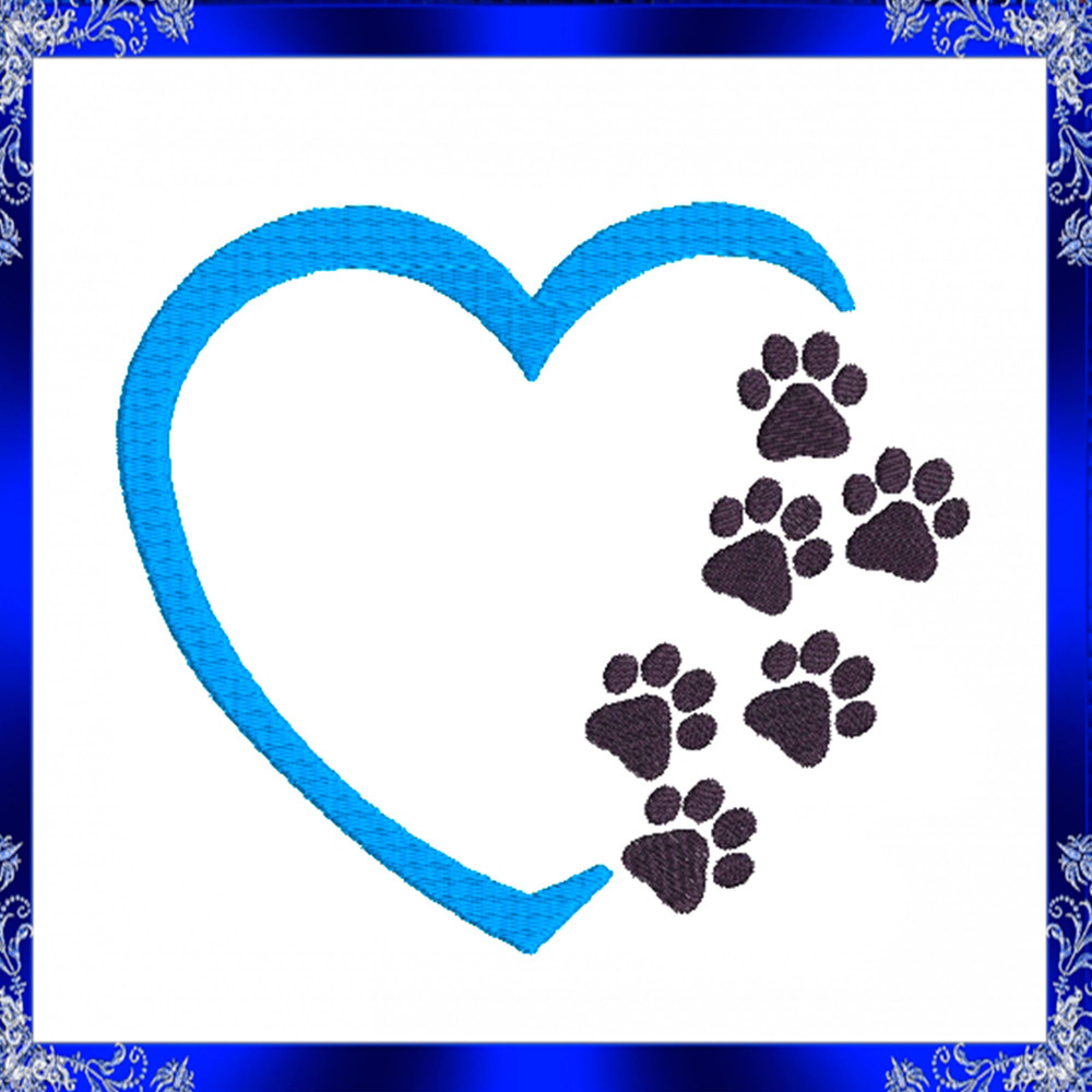 Heart Paw Machine Embroidery Design Love Paw Embroidery Paw With Heart Paw Print Heart Dog Heart Ca 7