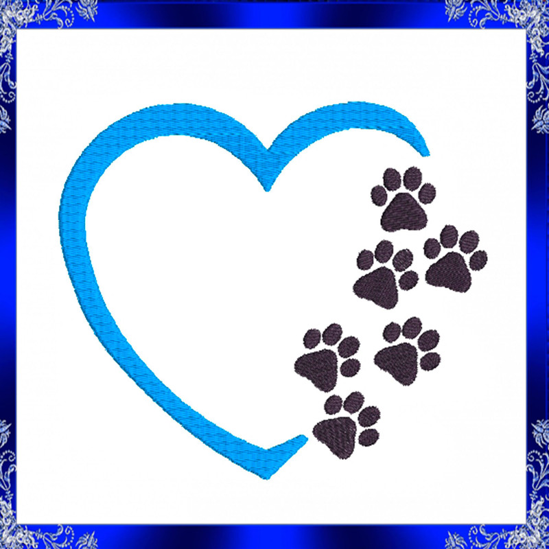 Heart Paw Machine Embroidery Design Love Paw Embroidery Paw With Heart Paw Print Heart Dog Heart Ca 7
