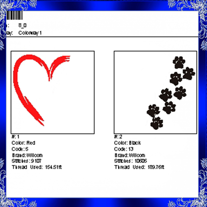 Heart Paw Machine Embroidery Design 1