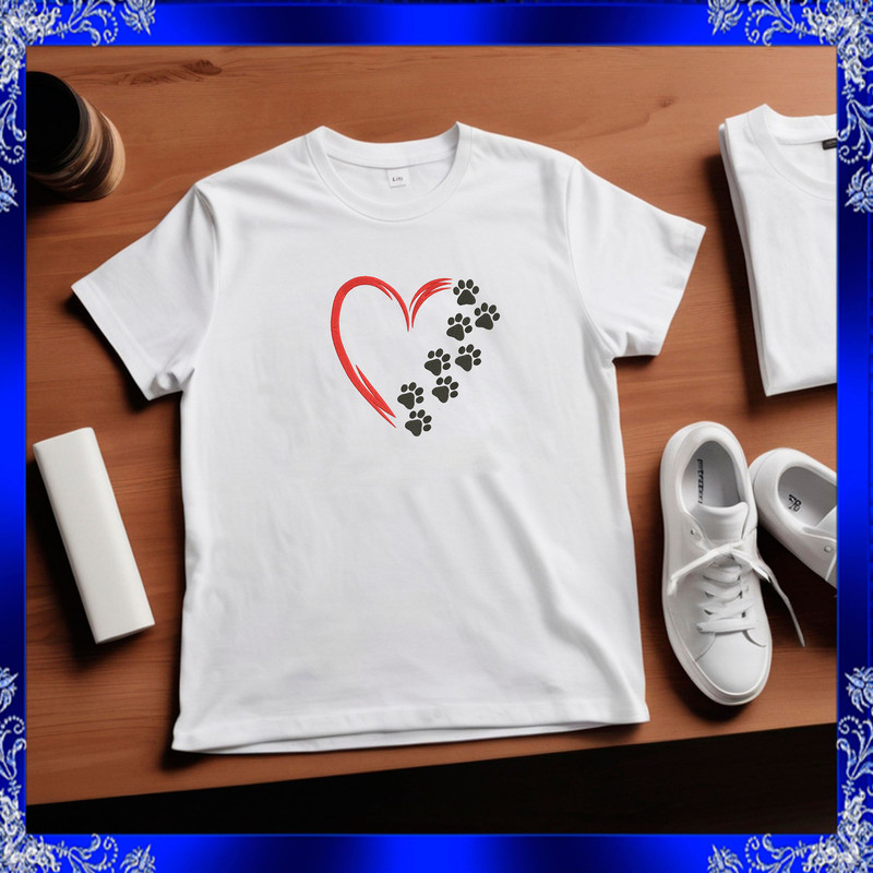 Heart Paw Machine Embroidery Design 4