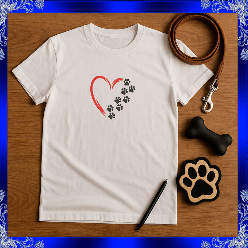 Heart Paw Machine Embroidery Design 6