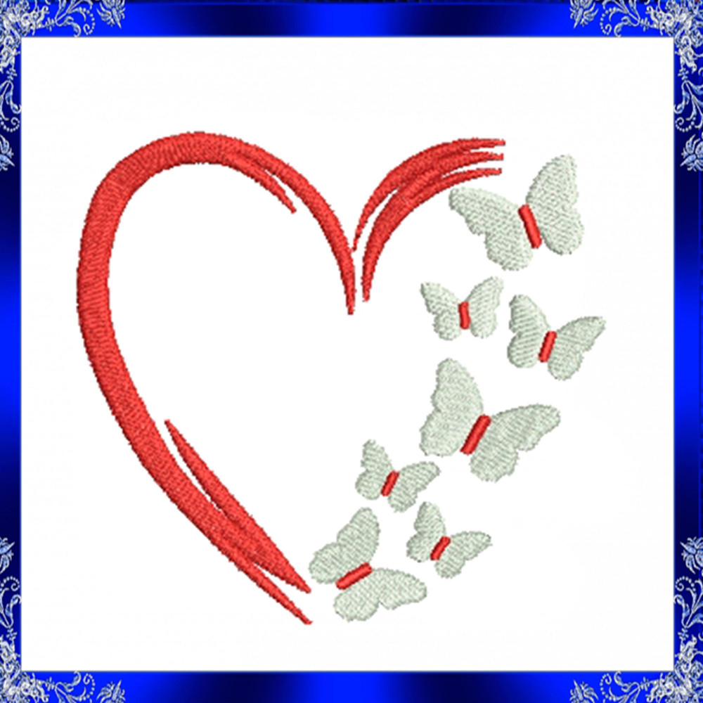 Heart With Butterfly Embroidery Design Love Embroidery Design Butterfly Embroidery Heart Frames Sil 1