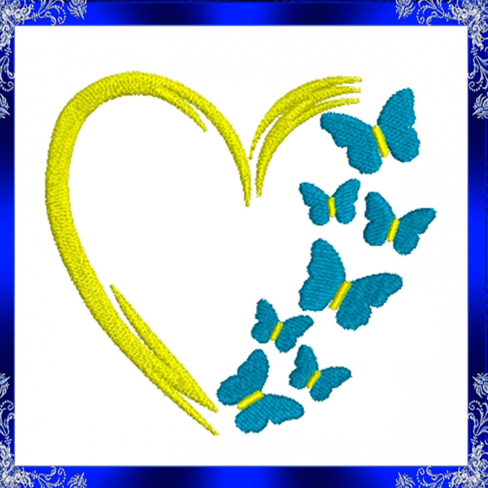 Heart With Butterfly Embroidery Design Love Embroidery Design Butterfly Embroidery Heart Frames Sil 4