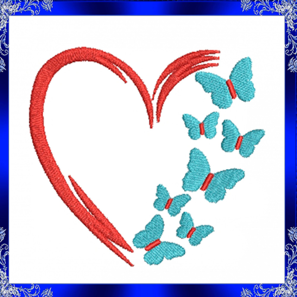 Heart With Butterfly Embroidery Design Love Embroidery Design Butterfly Embroidery Heart Frames Sil 5