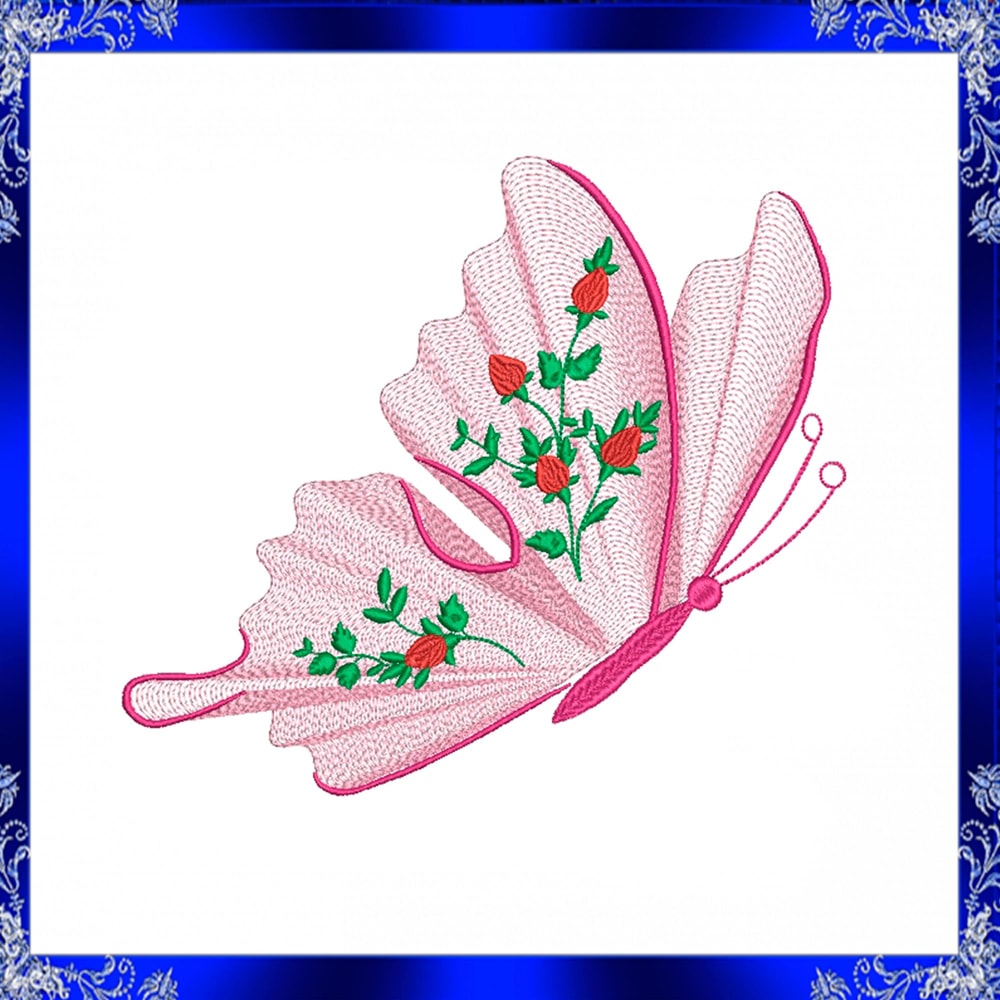 Rippled Butterfly Machine Embroidery Design Butterflies Flower Embroidery Design Flutters Embroider 1