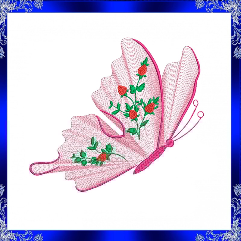 Rippled Butterfly Machine Embroidery Design Butterflies Flower Embroidery Design Flutters Embroider 1