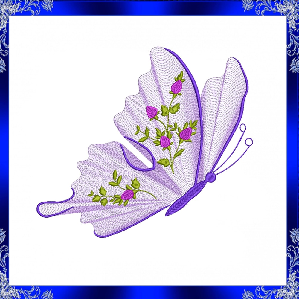 Rippled Butterfly Machine Embroidery Design Butterflies Flower Embroidery Design Flutters Embroider 3