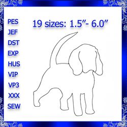 beagle embroidery design beagle silhouette machine embroidery small beagle embroidery mini beagle