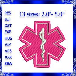 star of life machine embroidery design rescue embroidery paramedic insignia embroidery medical embroidery emergency