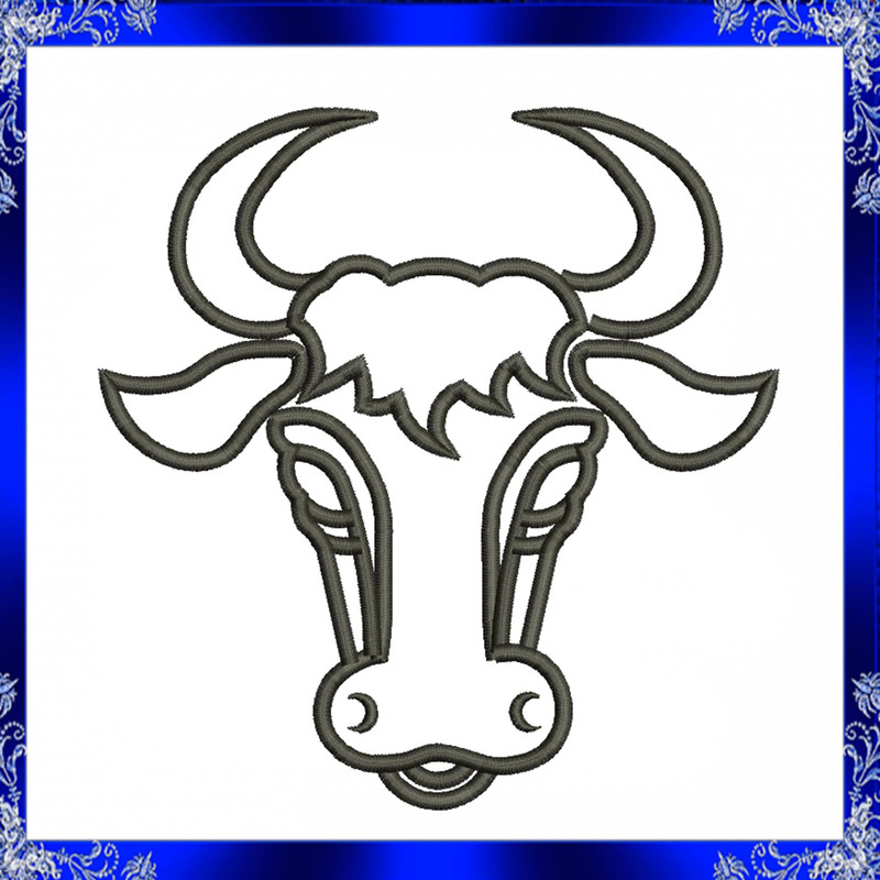Bull Head Machine Embroidery Design 1