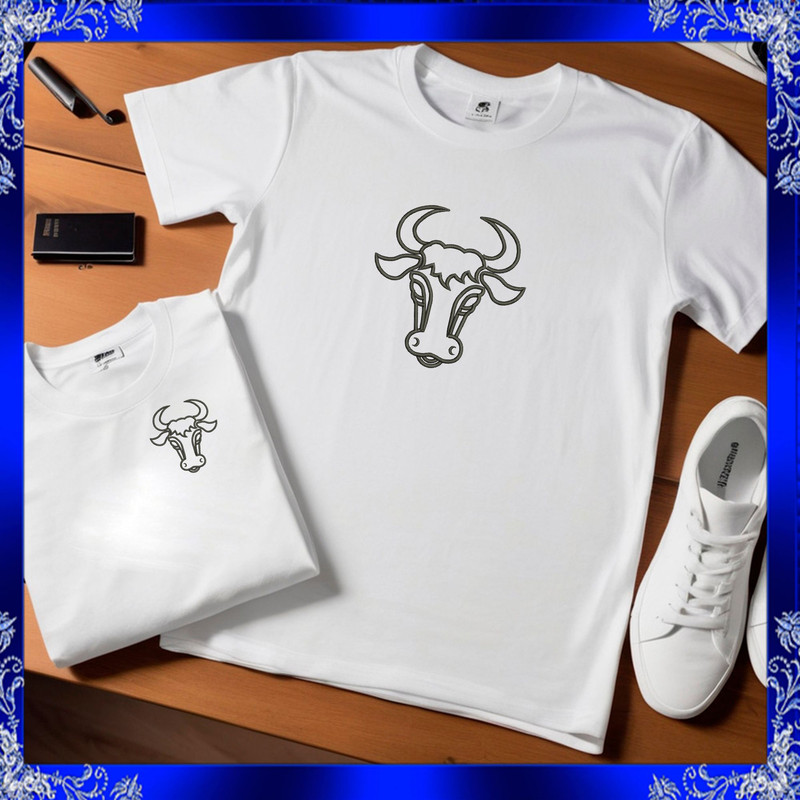 Bull Head Machine Embroidery Design 2