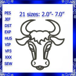 bull head machine embroidery design