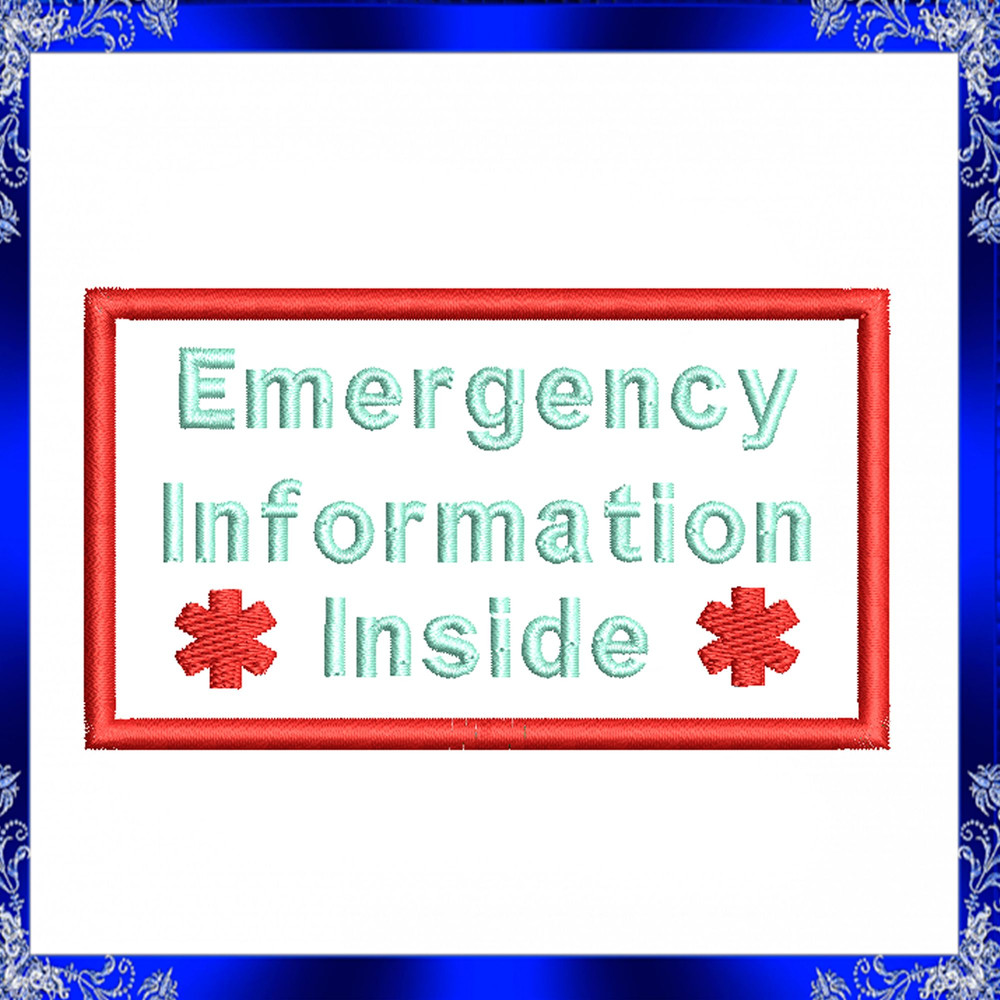 Emergency Information Inside Applique Embroidery Design Medical Alert Embroidery Design Medical Sos 1