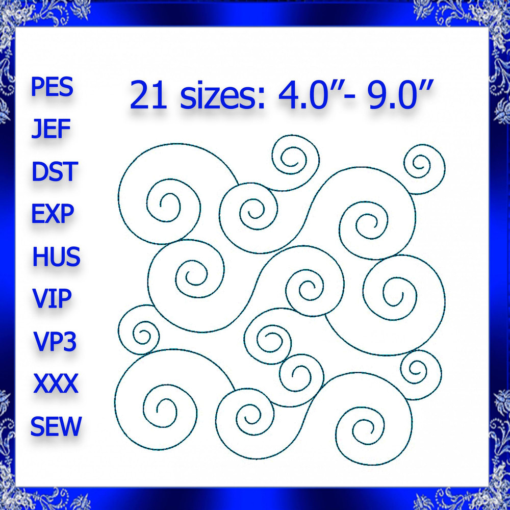 Quilting Swirls Quilt Block Embroidery Designs Trapunto Embroidery File Quilting Swirls Embroidery 0