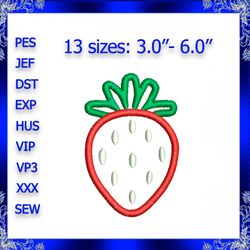 strawberry applique embroidery design cute fruit machine embroidery file summer berry berry machine file summer fruit de