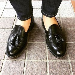 Men's Handmade Black Leather Formal Tassels loafers