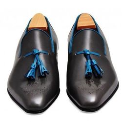 Men's Handmade Loafer Brogue Tassels Leather Men Shoes