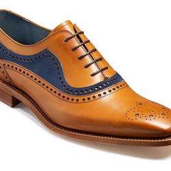 men's handmade oxford brown brogue toe navy blue suede real leather lace up shoes