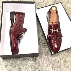 men's handmade patent leather tassels formal shoes
