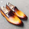 Men's Handmade  Tan Patina Leather Whole Cut One PIece Loafer's, Men's Dress Moccasins.jpg