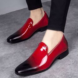 men's handmade two tone burgundy tassels loafers, spring leather shoes