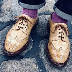 men's handmade beige leather oxford brogue wingtip lace up dreby dress shoes