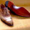 Men's Handmade Beige Patina Leather  Oxford Brogue Toe Cap  Lace up Dress Shoes.jpg