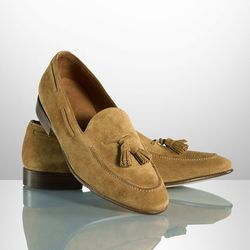 Men's Handmade Beige Suede Classic Dress Loafers, Men's Tassels Moccasins