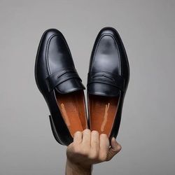 Men's Handmade Black Leather Classic Loafers