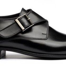 Men's Handmade Black Lether Single Buckle Monk Starp Wedding Shoes