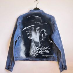 Michael Jackson denim jacket Custom jacket Portrait from photo Personalized order Black denim jacket shirt