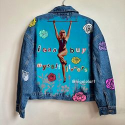 Painted denim jacket Miley Cyrus flowers