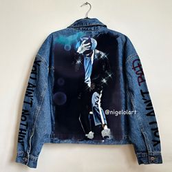 Michael Jackson art Painted denim jacket Custom gifts Jean jacket blue denim jacket King of pop mj jacket