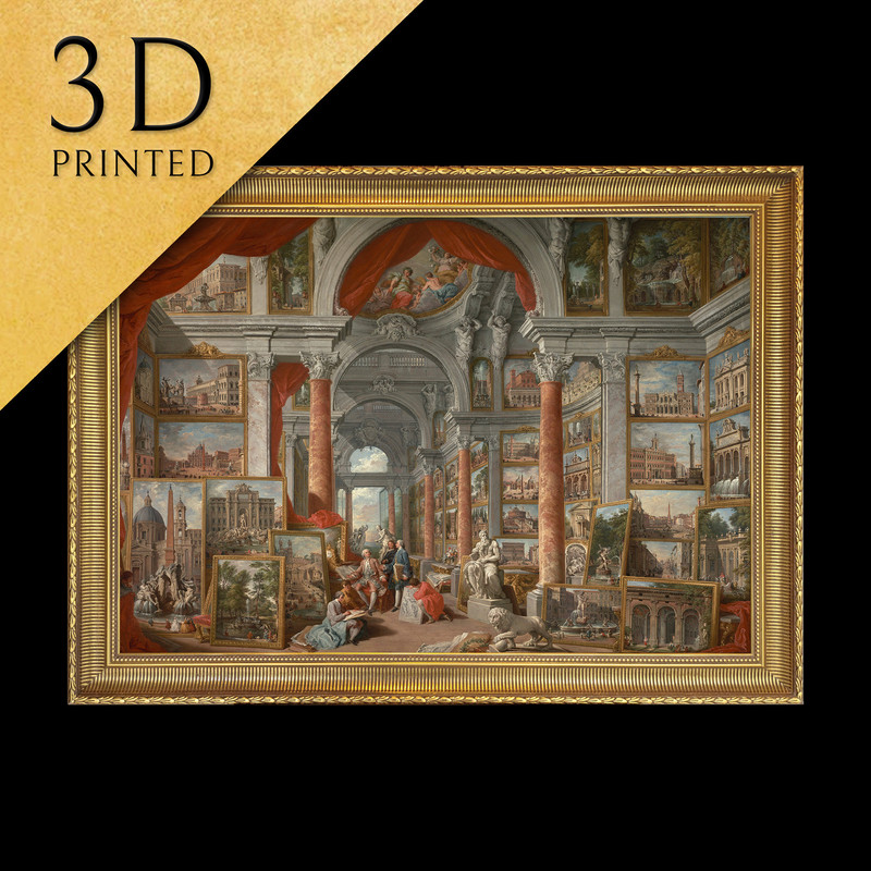 Picture Gallery by Giovanni Paolo Pannini, 3d Printed with texture and brush strokes looks like original oil-painting, code109.jpg