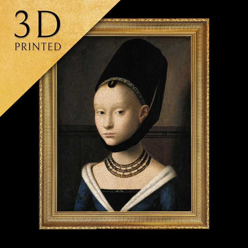 Portrait of a Young Woman by Petrus Christus, 3d Printed with texture and brush strokes looks like original oil-painting, code038.jpg