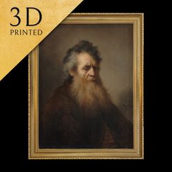 portrait of an old man by rembrandt, 3d printed with texture and brush strokes l