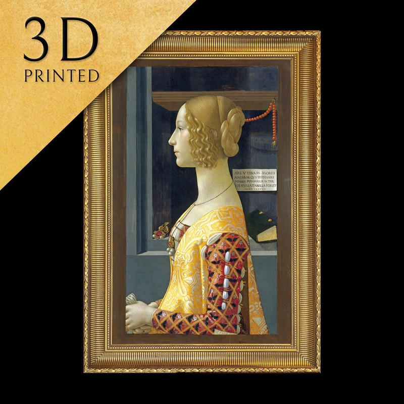 Portrait of Giovanna by Domenico Ghirlandaio, 3d Printed with texture and brush strokes looks like original oil-painting, code084.jpg