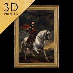 portrait of the emperor charles v by anthony van dyck, 3d printed with texture a