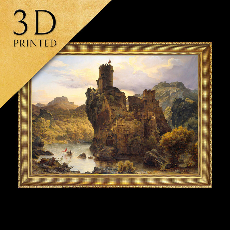 Ritterburg by Karl Friedrich Lessing, 3d Printed with texture and brush strokes looks like original oil-painting, code349.jpg